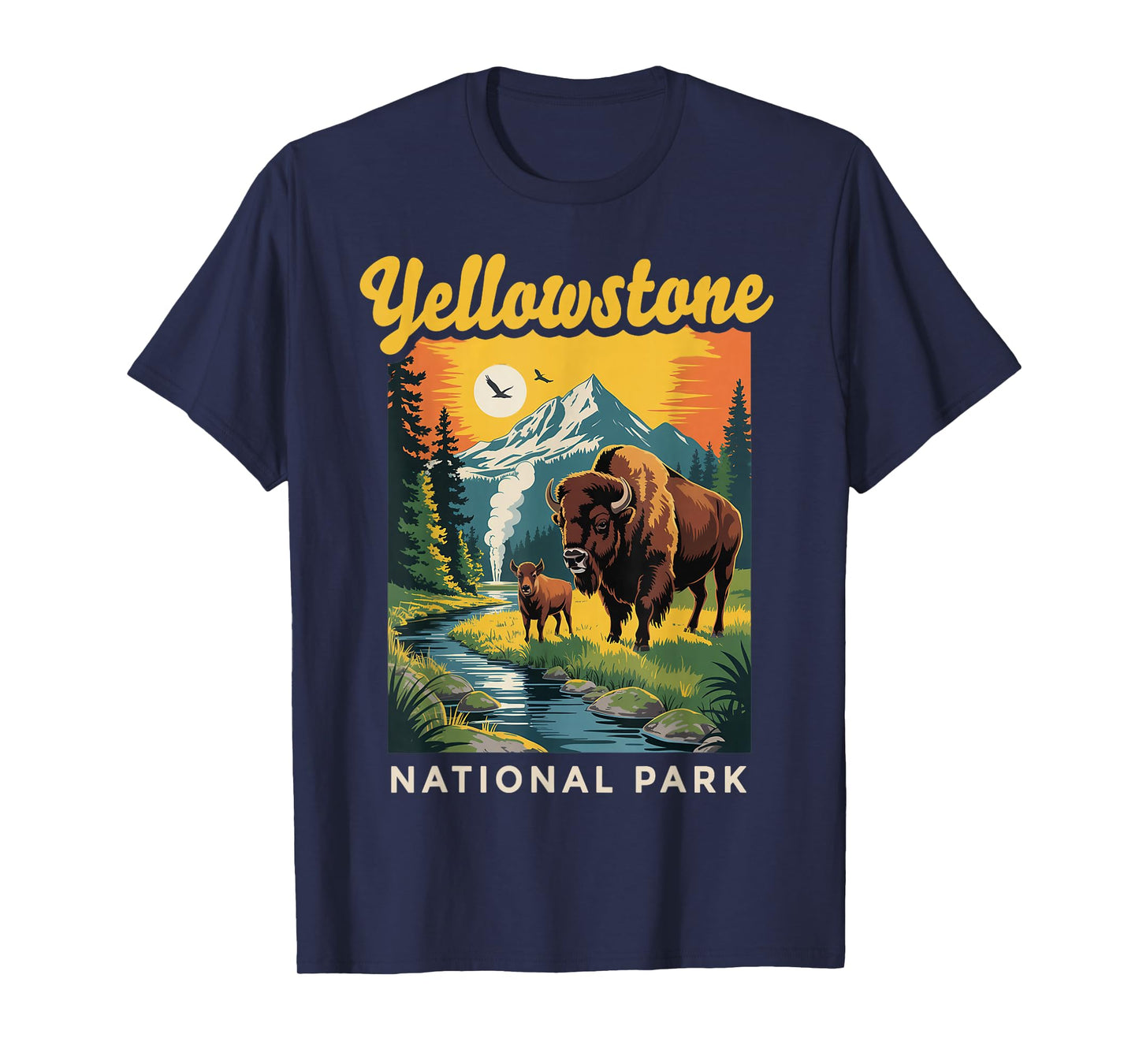 Wyoming Buffalo Bison Vintage Yellowstone National Park T-Shirt