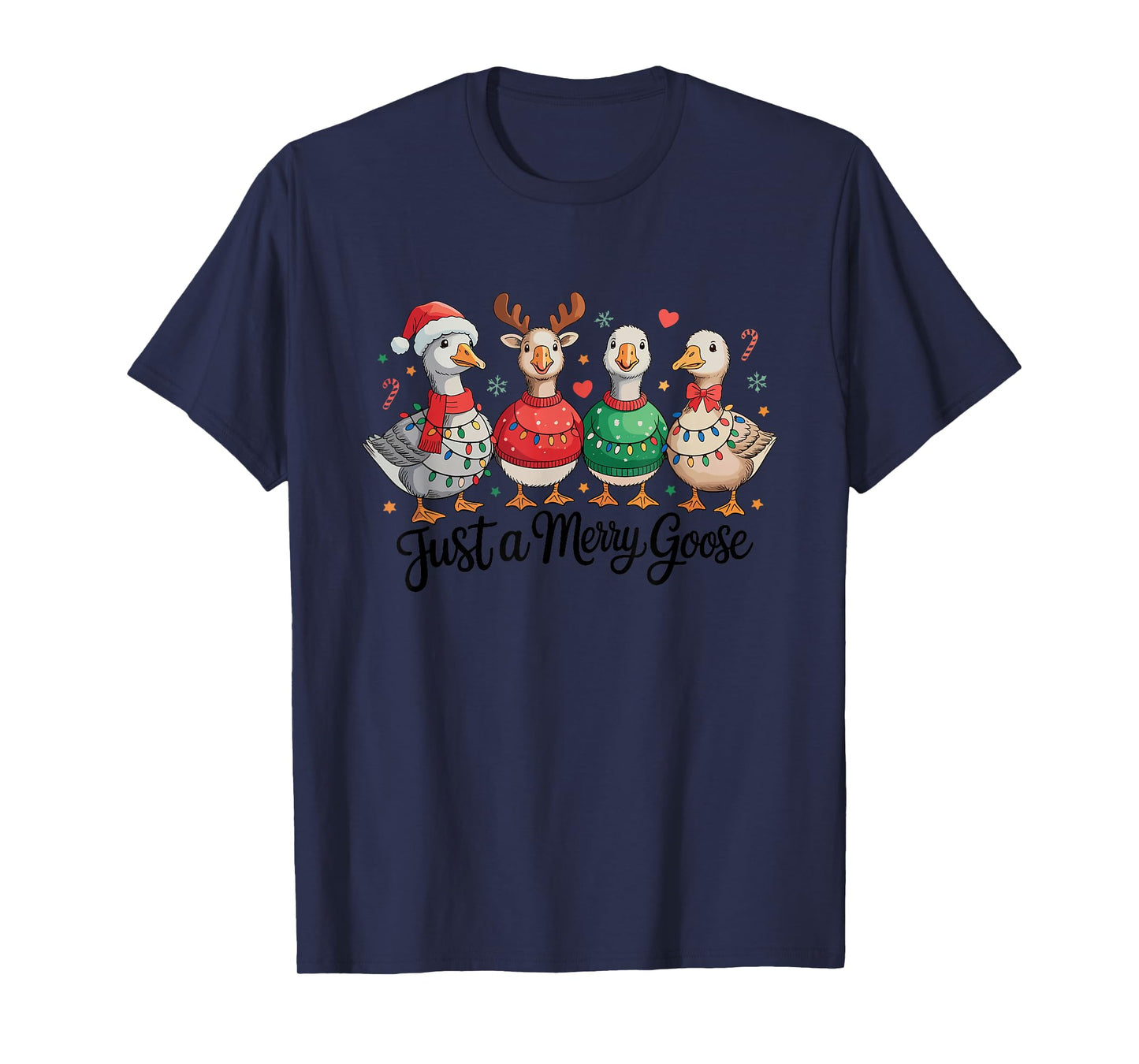Just A Merry Goose Xmas Lights Christmas T-Shirt