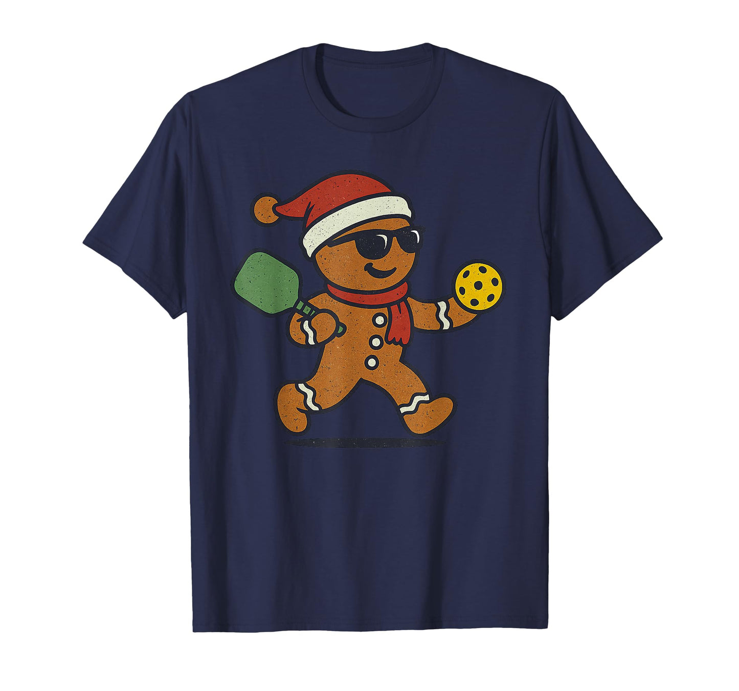 Gingerbread Playing Pickleball Christmas Vintage Funny Xmas T-Shirt