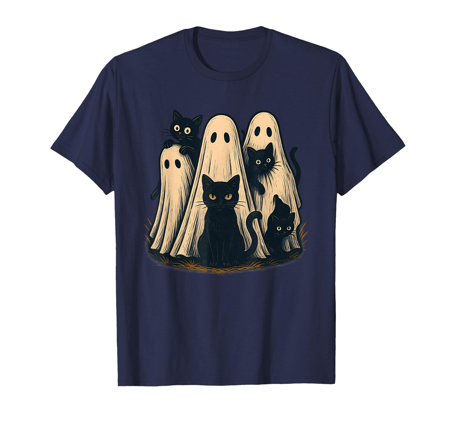 Ghosts Holding Black Cats Halloween Ghost Cat Lovers T-Shirt