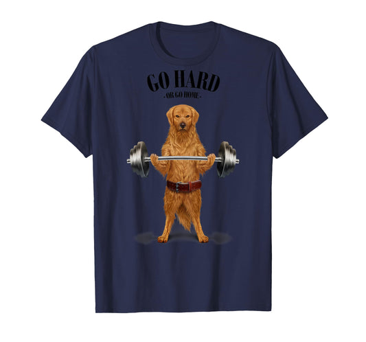 Golden Retriever Dog Weightlifting in Fitness Gym T-Shirt for Men Women Kids