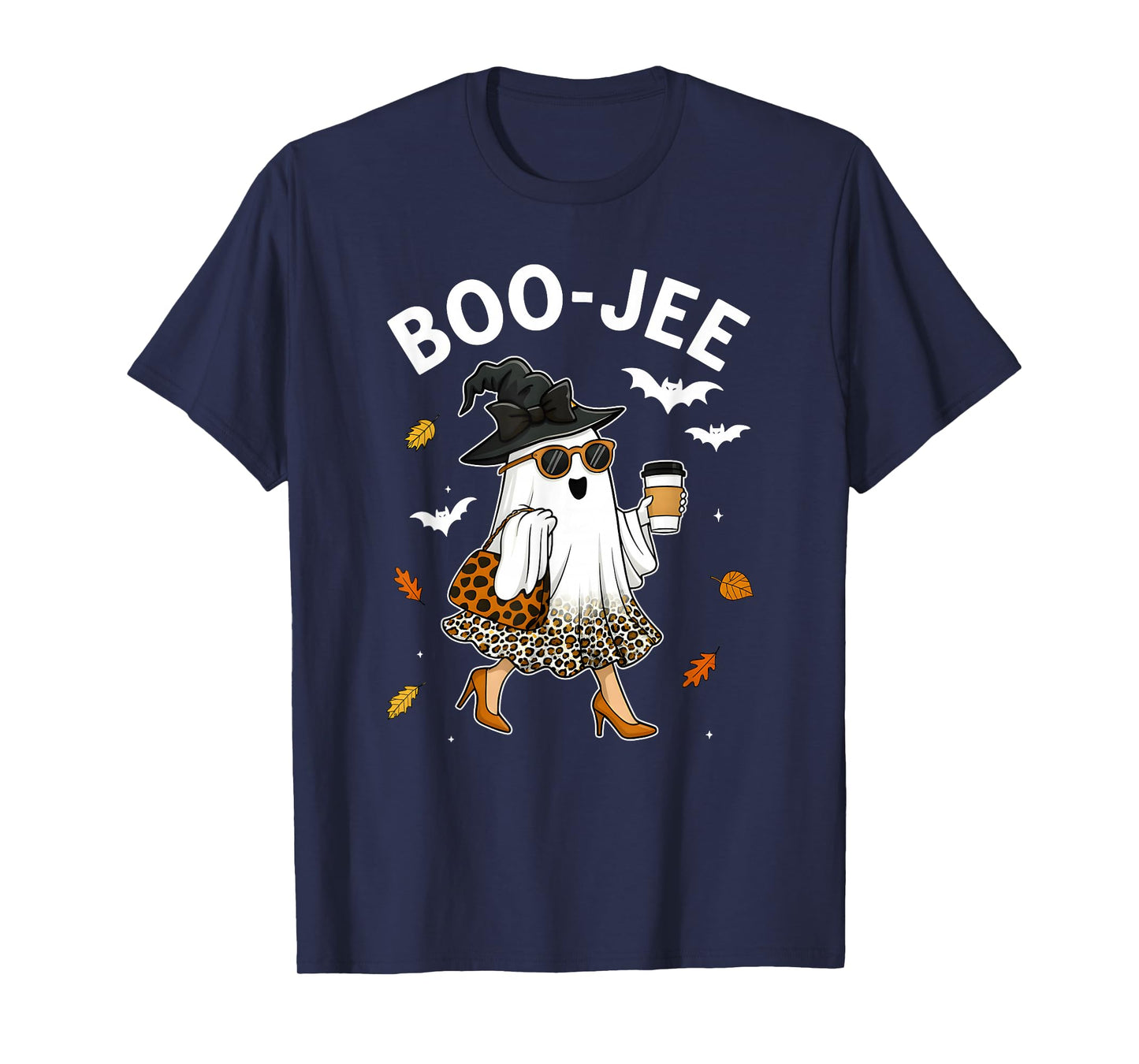 Coquette Leopard Ghost Coffee Boo-JEE Halloween Boujee Ghost T-Shirt