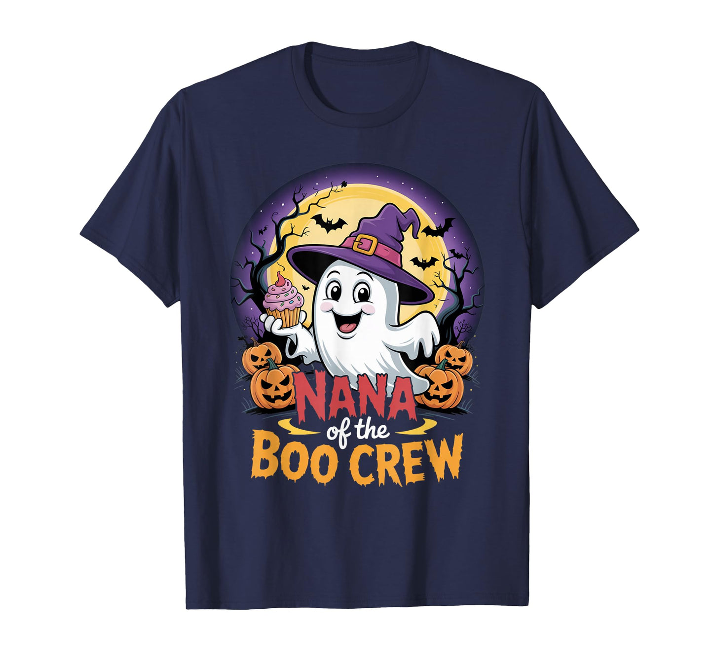 Nana of The Boo Crew Ghost Halloween Outfit Cupcake Pumpkin T-Shirt