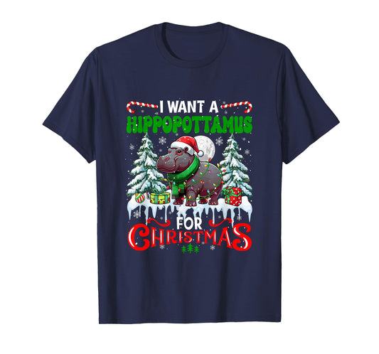 A Hippopotamus for Xmas Cute Santa Hippo Zoo Animal Lover T-Shirt