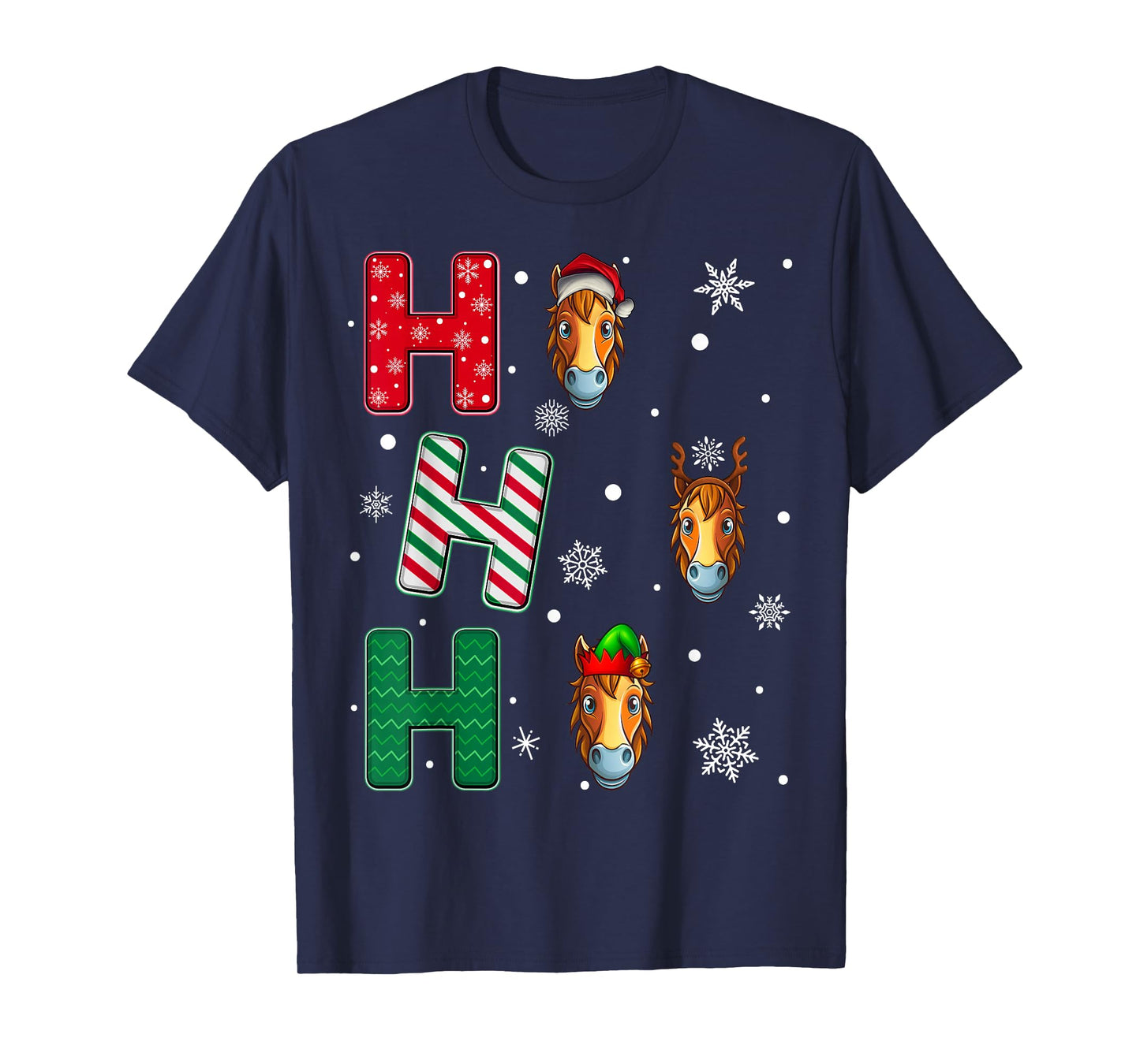 Ho Ho Ho Horse Animal Christmas Santa Elf Xmas T-Shirt