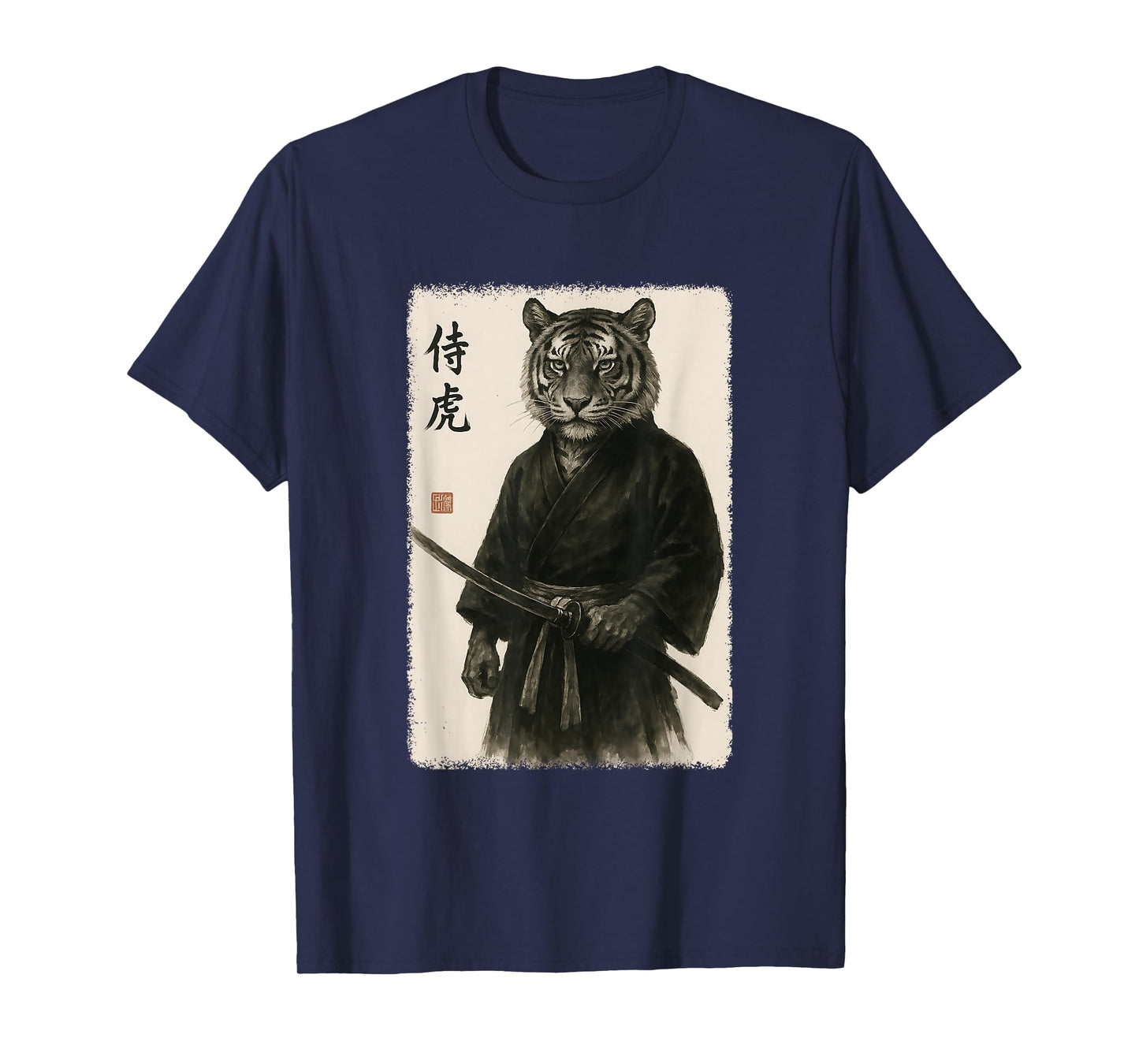 Samurai Tiger Funny Vintage Japanese Graphic Art T-Shirt