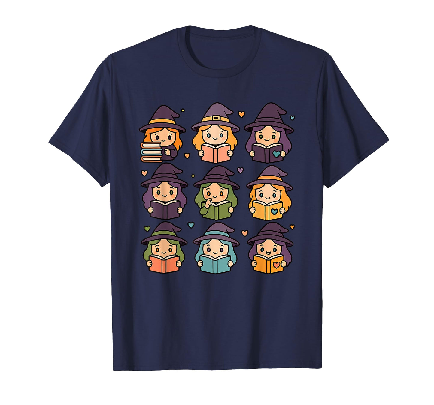 Halloween Witches Reading Books Pattern Spooky Kawaii Anime T-Shirt