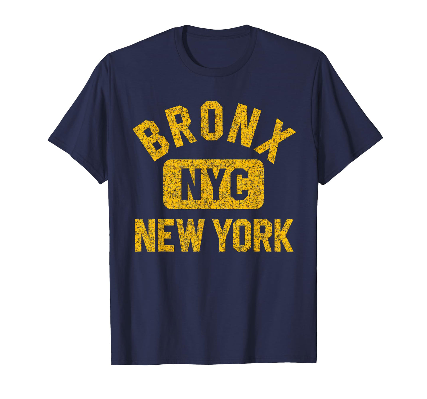 Bronx NYC New York Gym Style Distressed Amber Print T-Shirt