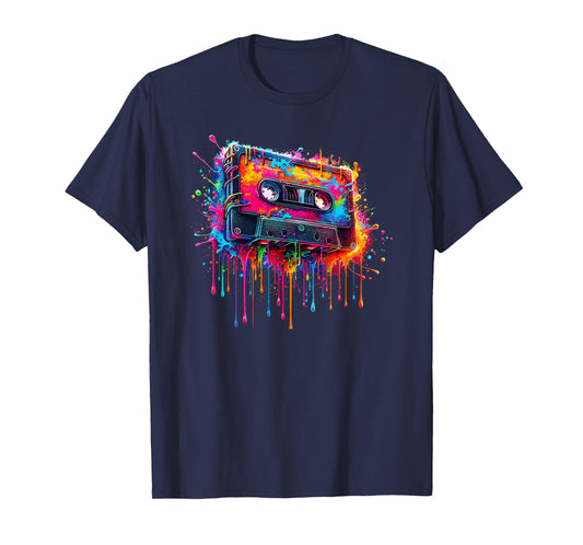 Dripping Paint Art Cassette Player Music Tape Recorder T-Shirt