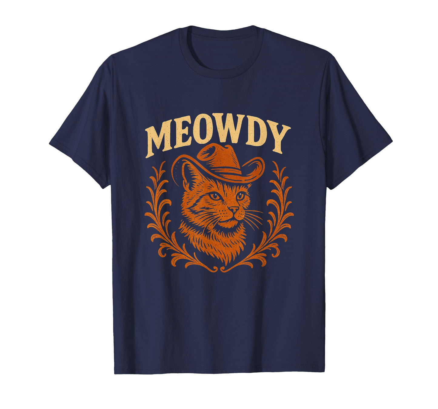 Funny Meowdy Cat Cowboy Hat Country Music Western Retro T-Shirt