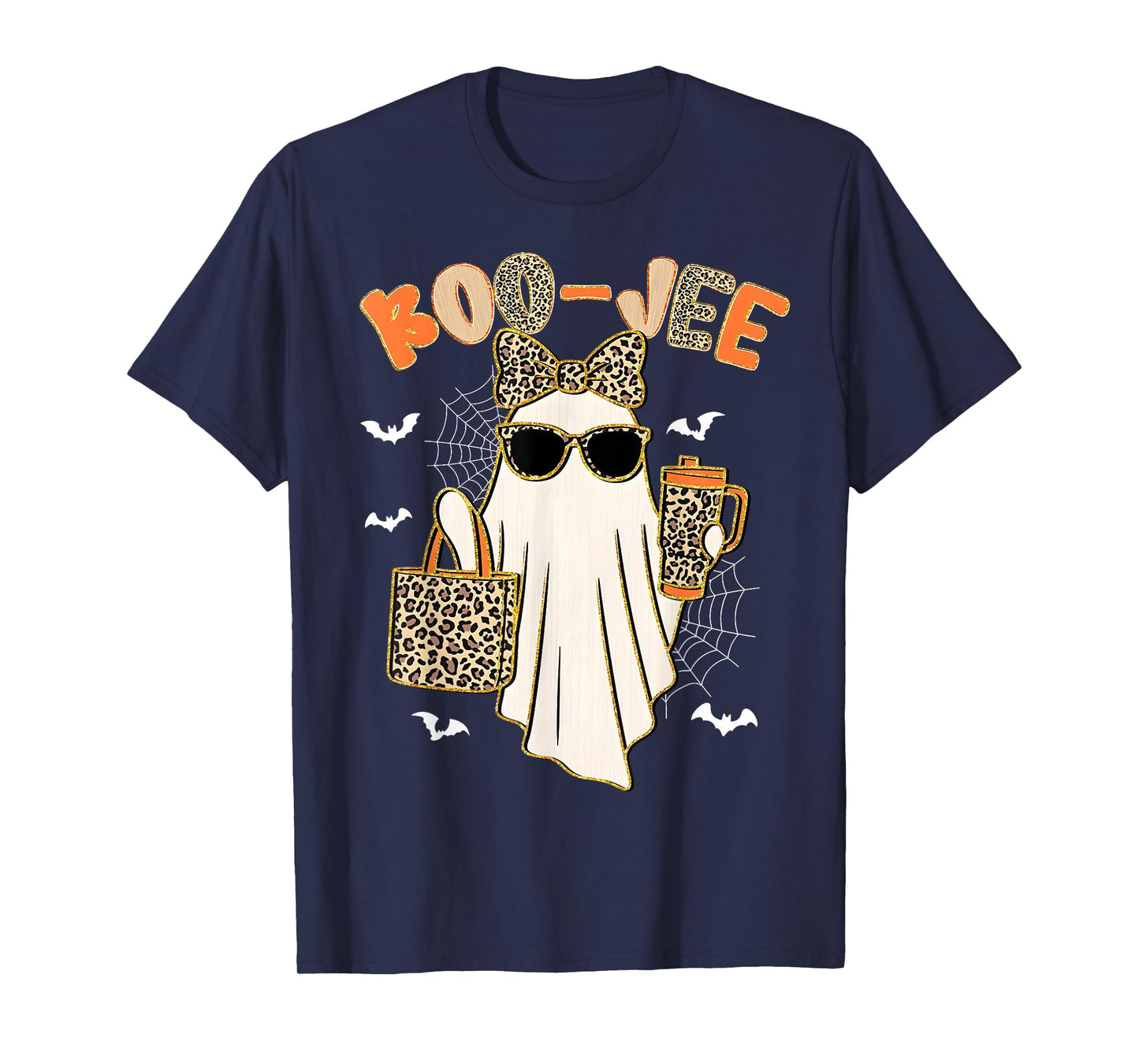 Coquette Leopard Ghost Coffee Boo-JEE Halloween Boujee Ghost T-Shirt