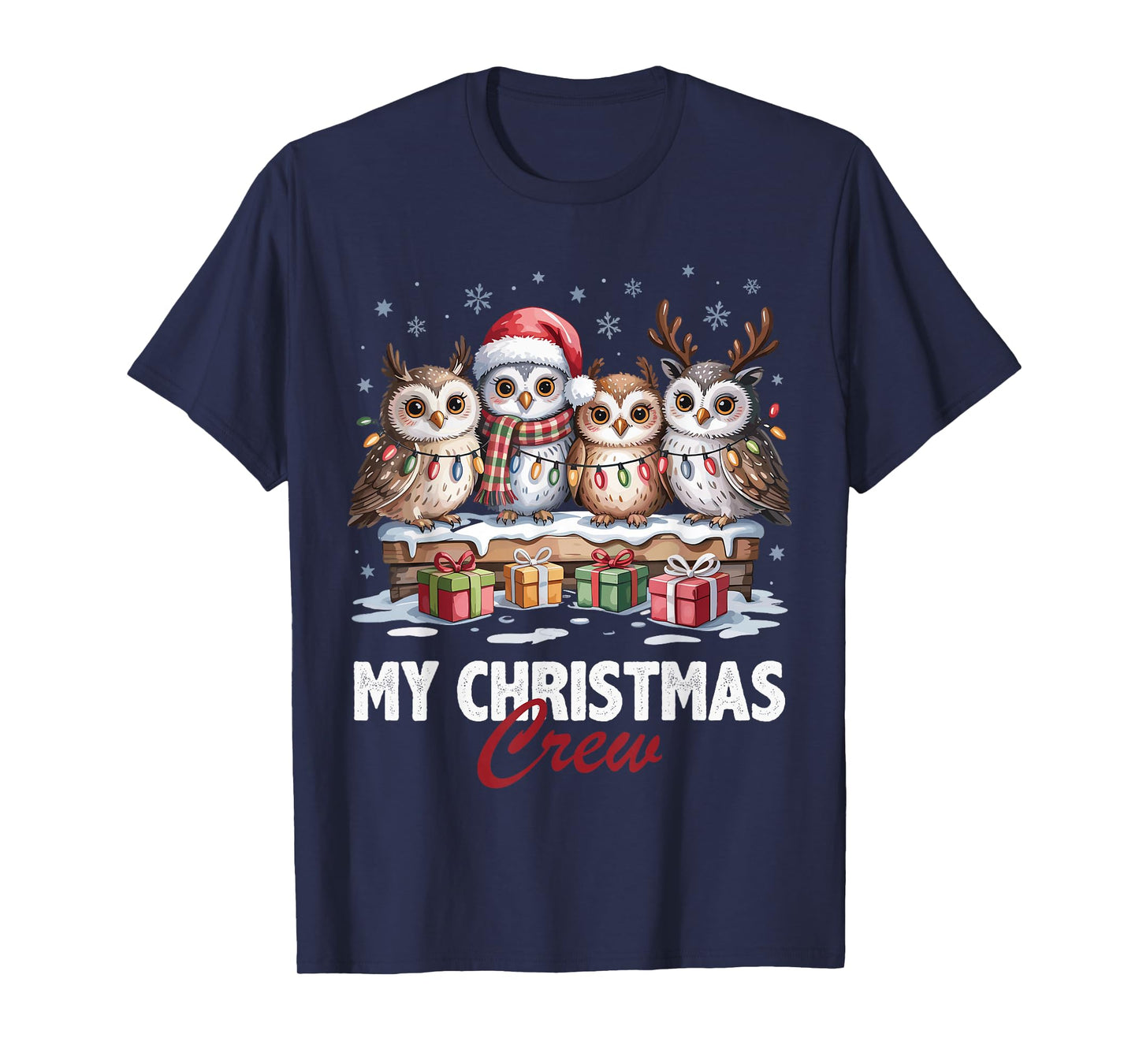 Owl Christmas Crew Cute Pet Lovers Funny Holiday Pajama T-Shirt
