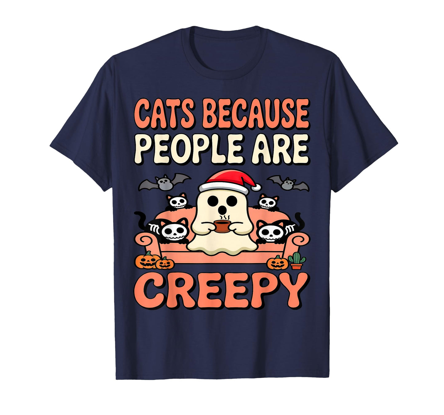 Cats Because People are Creepy Halloween Cute Cat Pet Parent T-Shirt