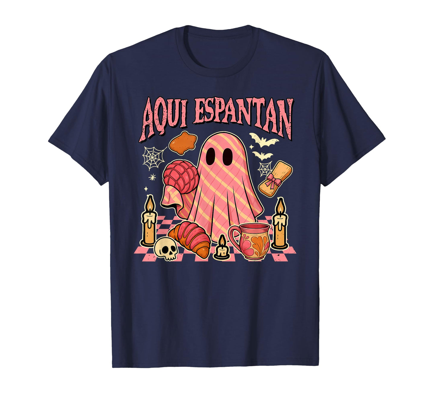Mexican Spanish Boo Latina Halloween Spooky Aqui Espantan T-Shirt