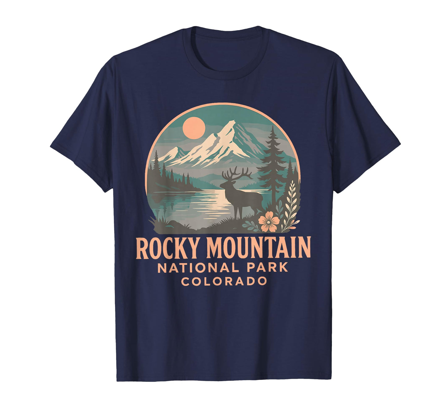 Colorado Rocky Mountain National Park Elk and Alpine Sunset T-Shirt