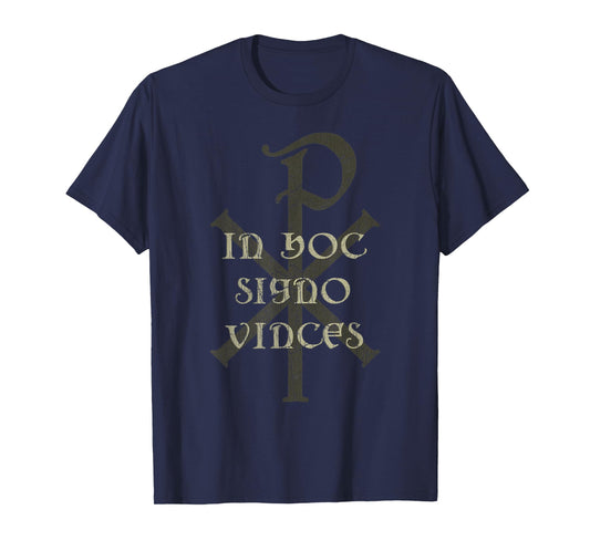 Vintage Jesus In Hoc Signo Vinces Chi Rho Christogram Faith T-Shirt