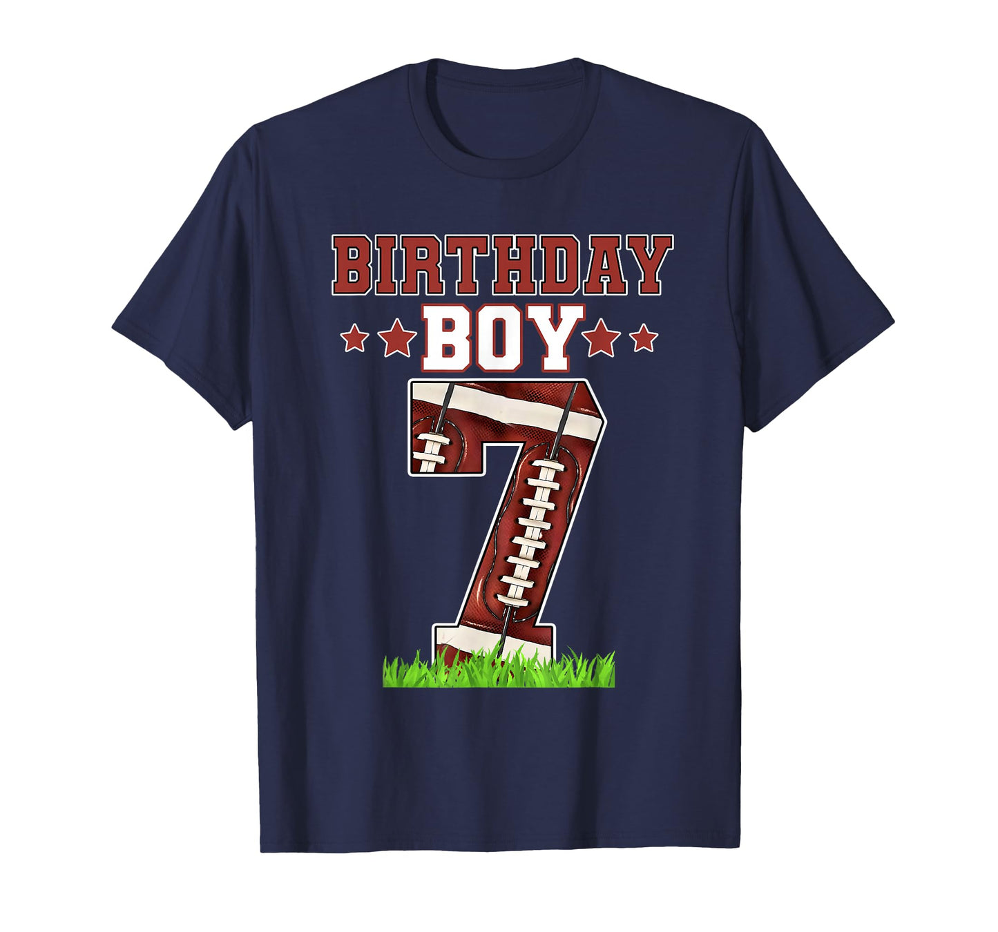 Birthday Boy 7 Football Lover Ball 7 Years Old Bday Party T-Shirt
