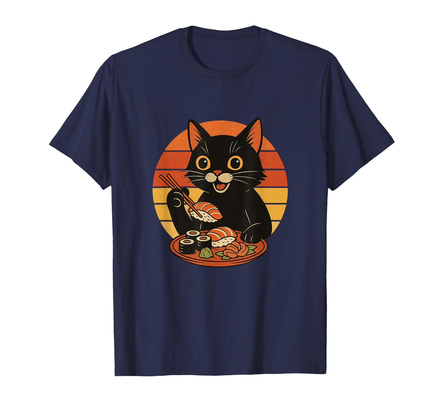 Retro Sushi Cat Japanese Food T-Shirt