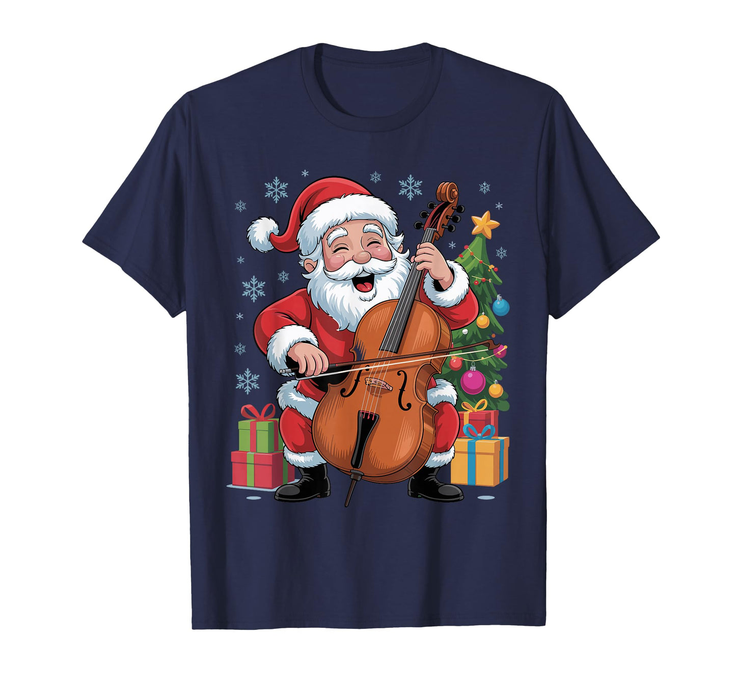 Funny Santa Playing Cello Holiday Chrismas Xmas Pajama T-Shirt