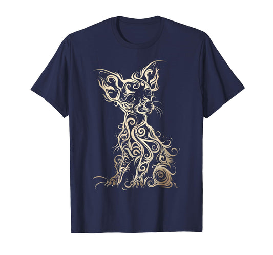 LumaThread Chiweenie Tribal Vintage Retro Graphic T-Shirt, Small, Black