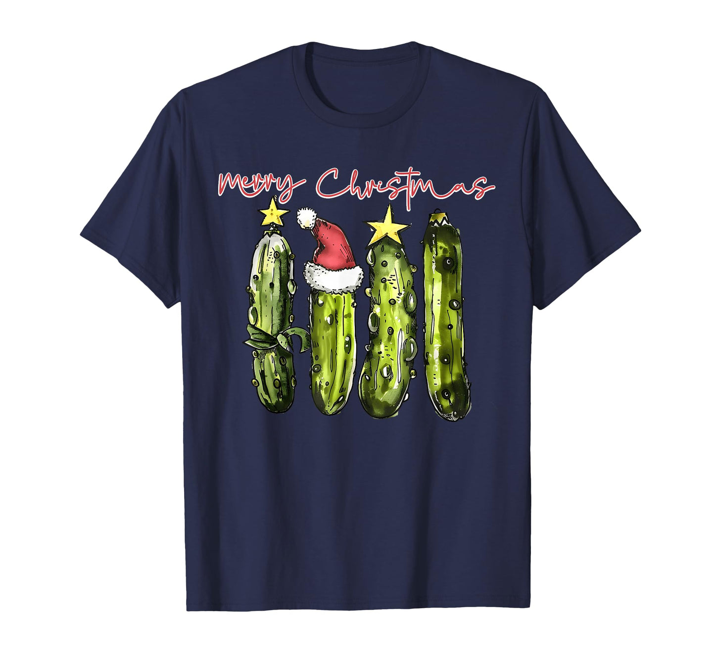 Santa Hat Pickle Christmas Pickle Lover Xmas Pajamas T-Shirt