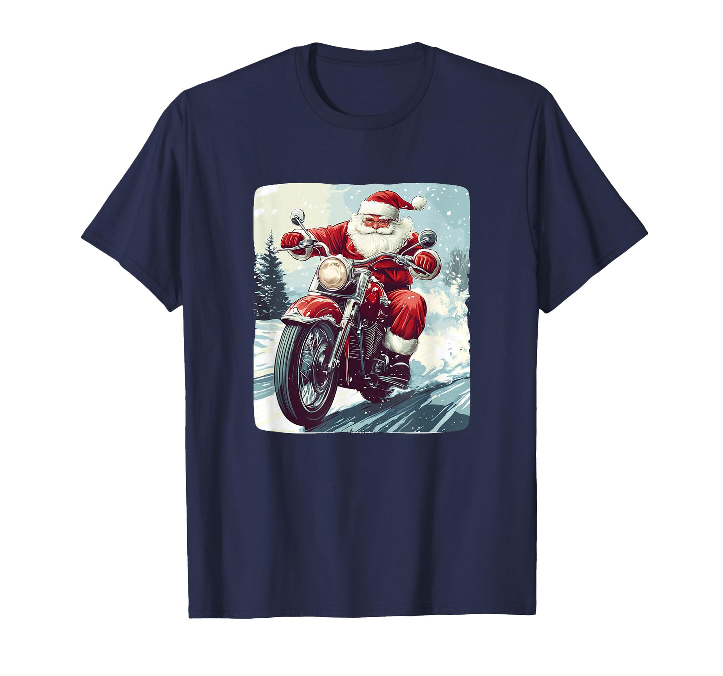 Cool Biker Santa with his Motorcycle Outfit T-Shirt