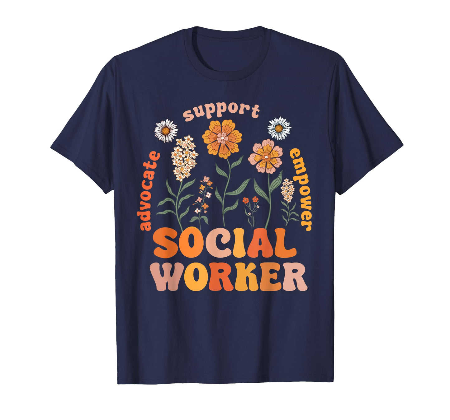 Retro Social Worker Vintage Flower Social Work Life T-Shirt