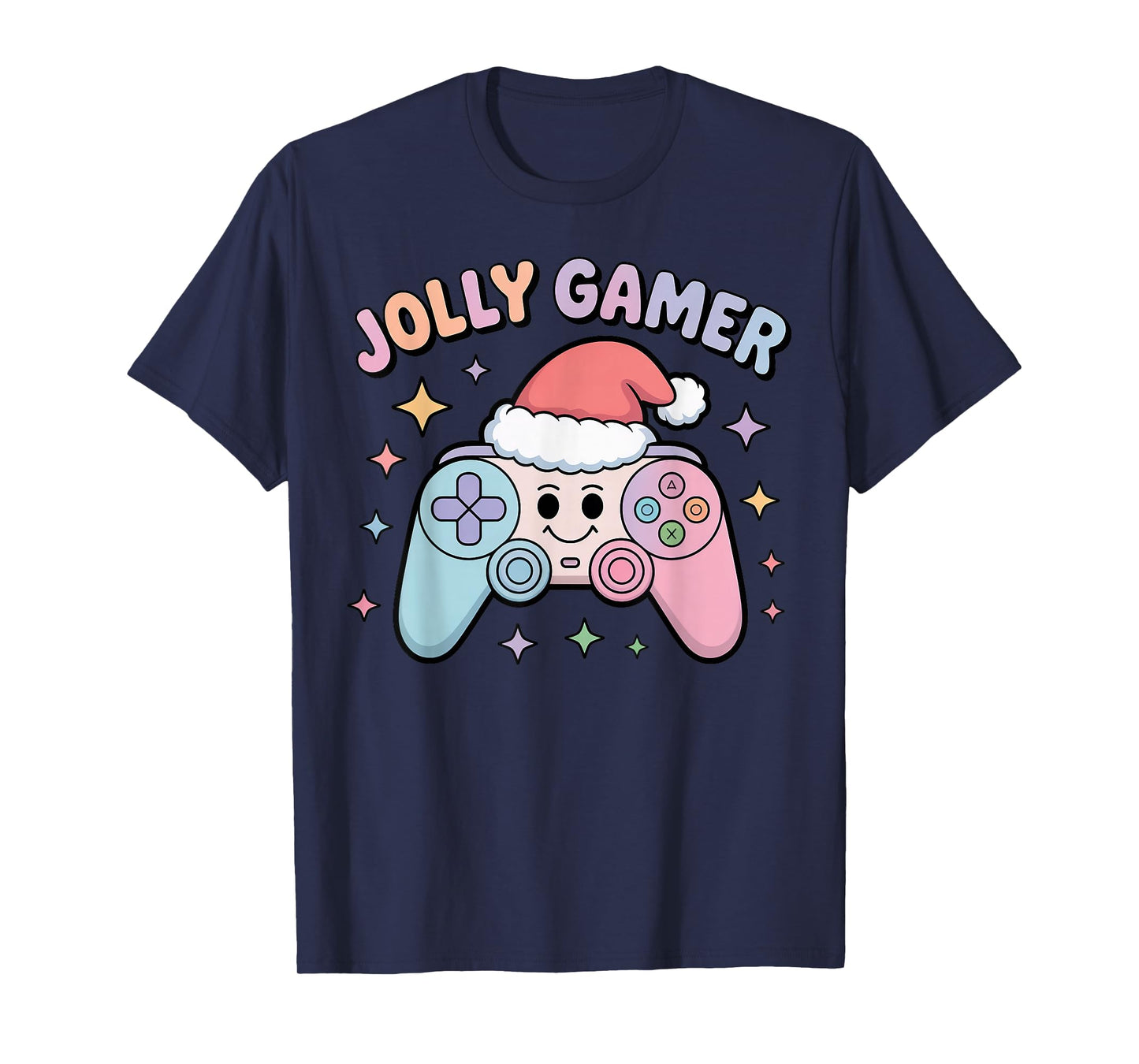 Jolly Gamer Controller with Santa Hat Christmas Video Game T-Shirt