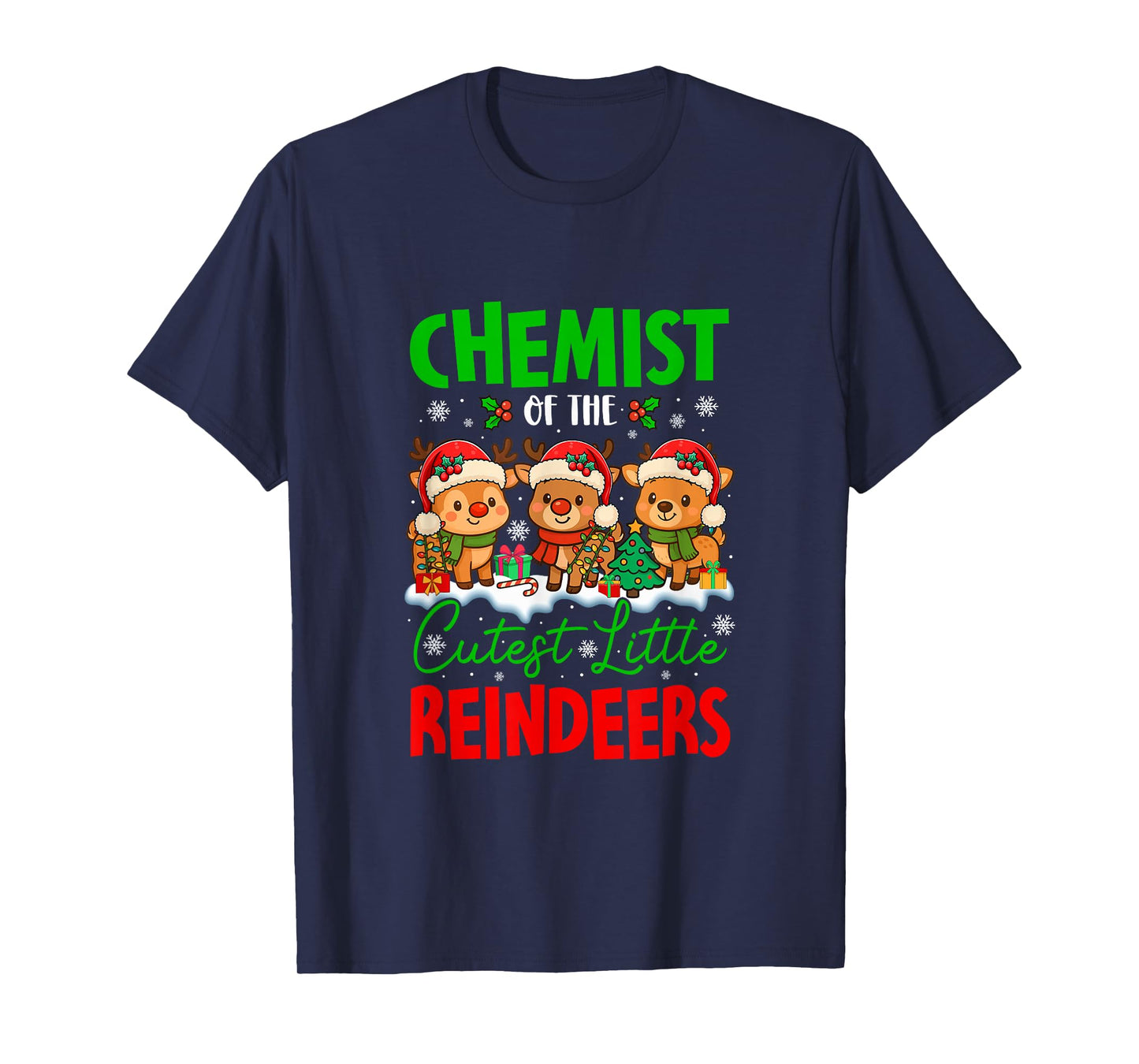 Chemist of Cutest Reindeers Xmas Three Santa Reindeers T-Shirt
