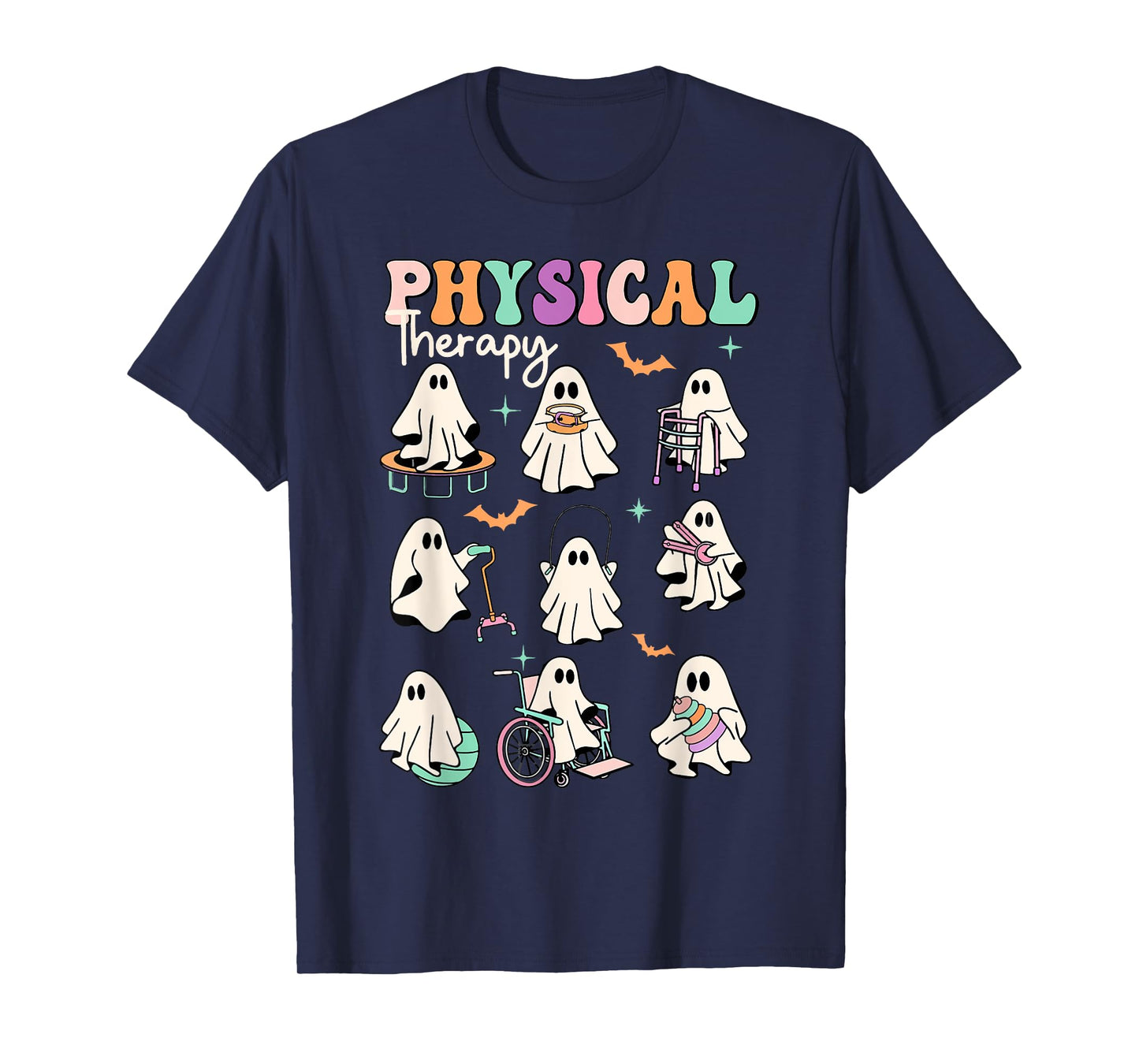 Ghost Physical Therapy Physical Therapist Halloween Groovy T-Shirt