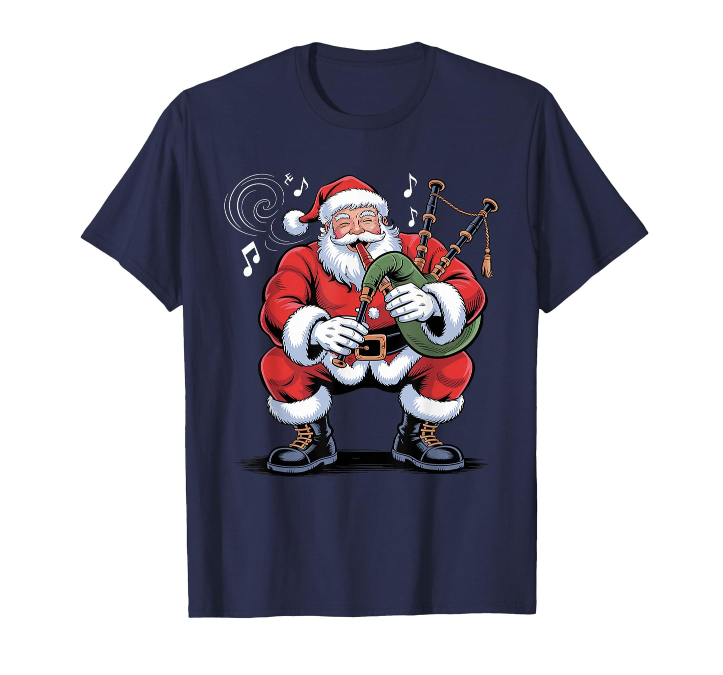 Santa Playing Bagpipes Funny Holiday Chrismas Xmas Pajama T-Shirt