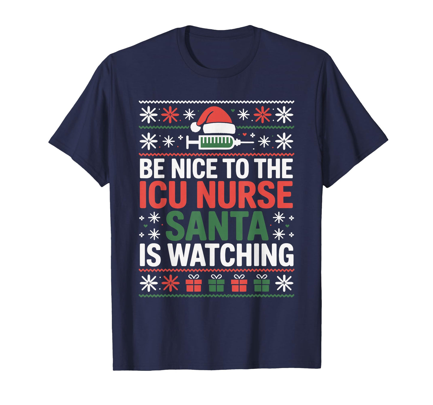 Funny ICU Nurse Ugly Christmas Sweater Critical Care Xmas T-Shirt