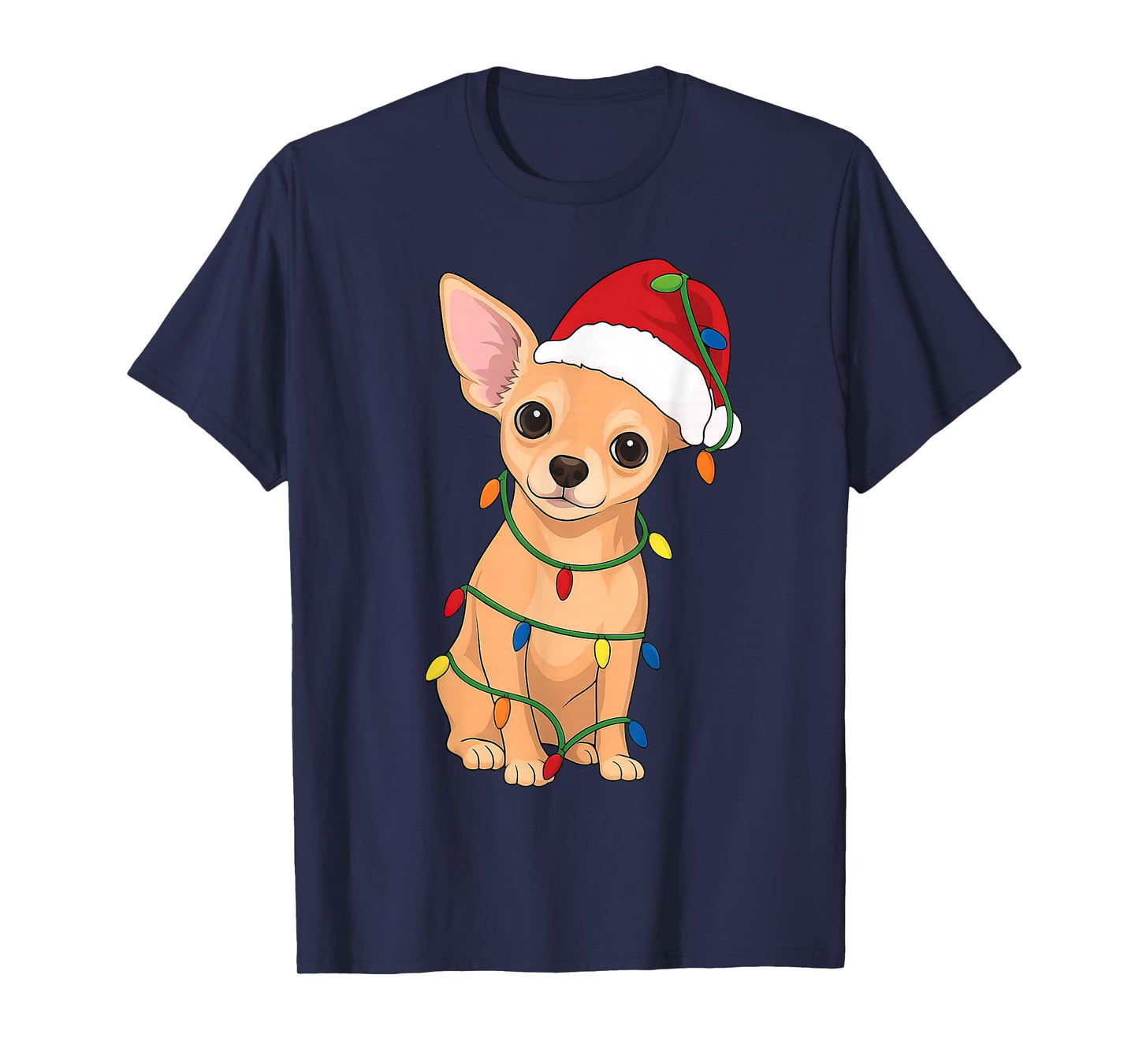 Chihuahua Christmas Tree Lights Holiday Dog Lover T-Shirt