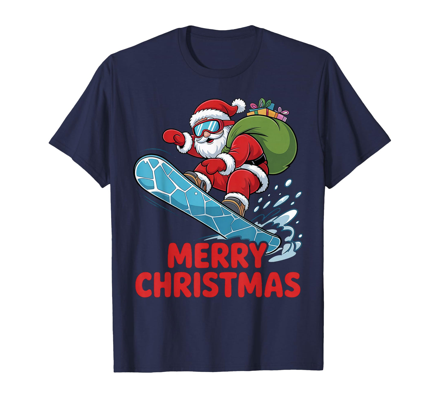 Merry Christmas Santa Riding a Snowboard Funny Snowboarding T-Shirt