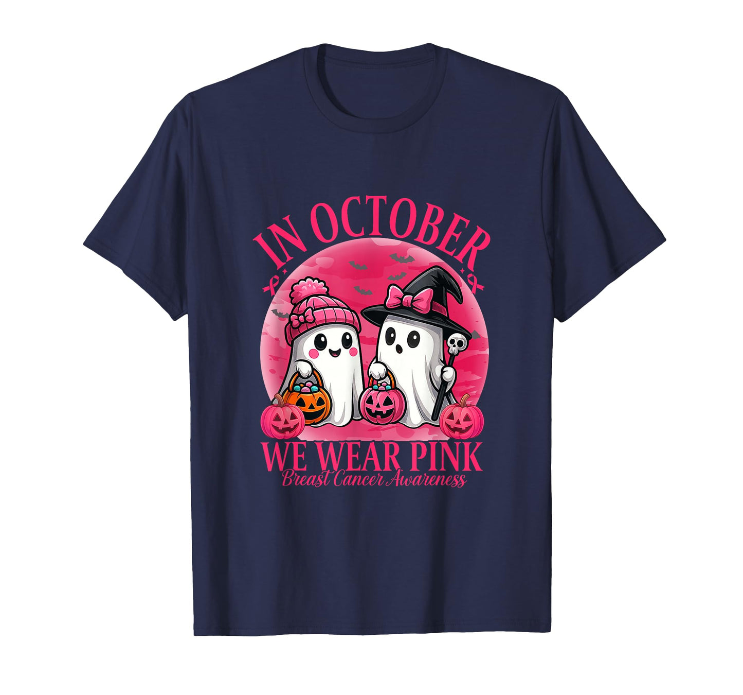 Breast Cancer Halloween Women in October We Wear Pink T-Shirt