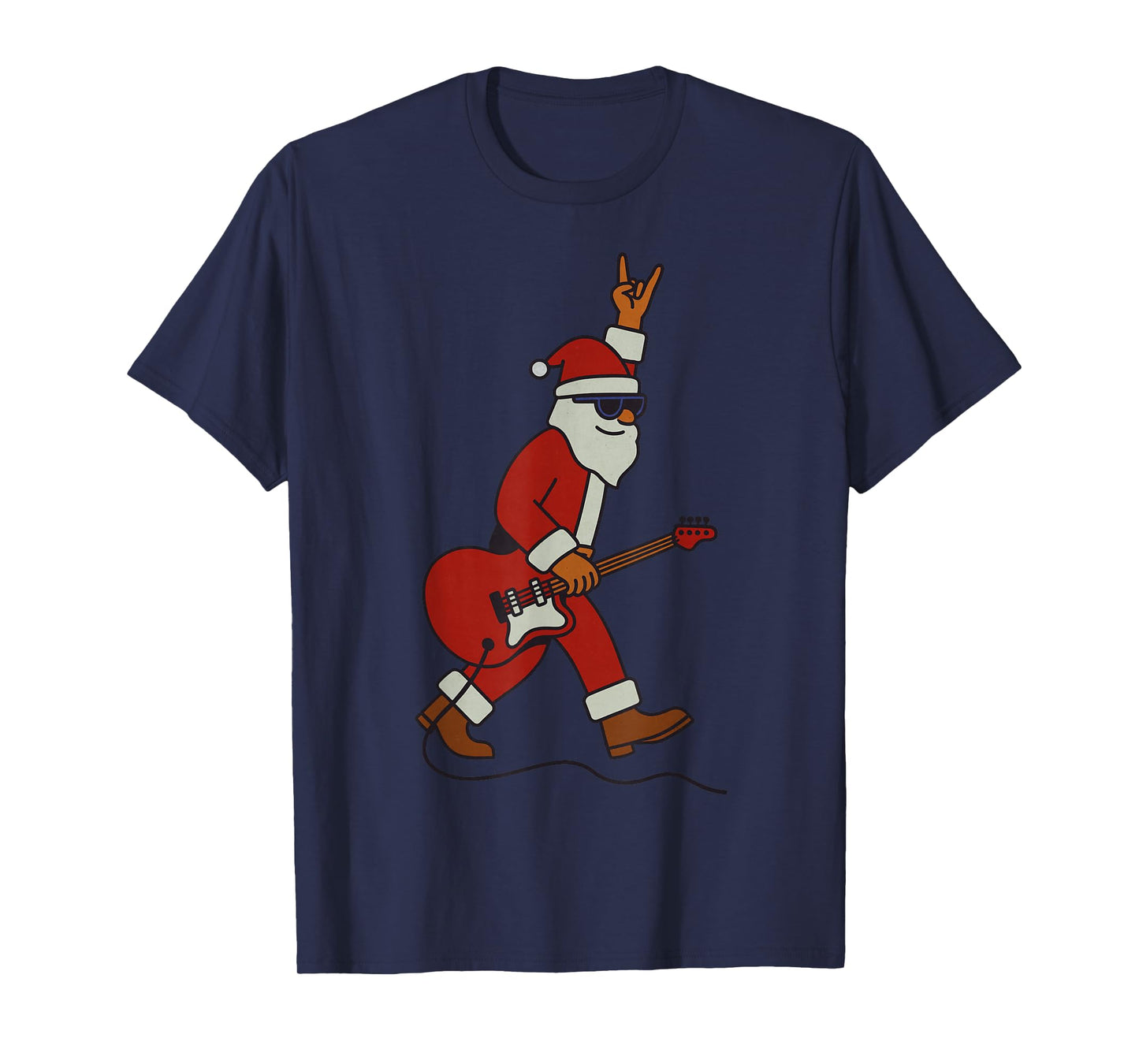 Santa Playing Rock Guitar Christmas Vintage Funny Xmas T-Shirt
