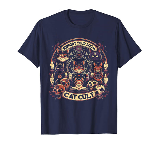 Funny Support Your Local Cat Cult Tee Shirt T-Shirt