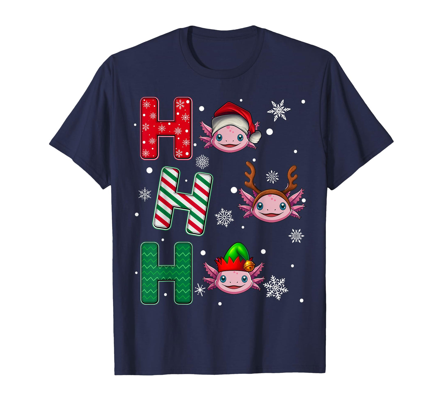 Ho Ho Ho Axolotl Animal Matching Santa Elf Xmas T-Shirt