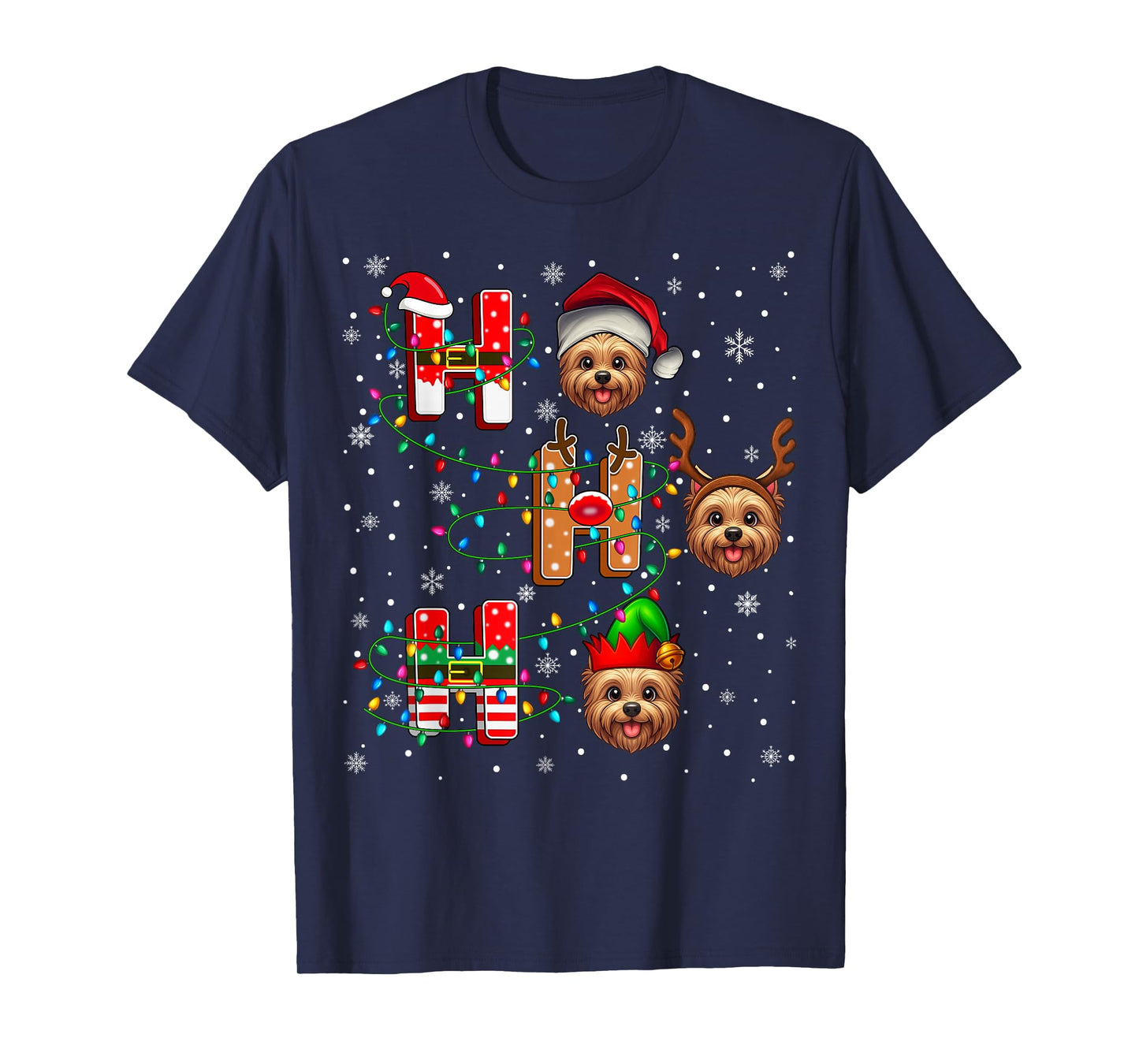 Ho Ho Ho Santa Reindeer Elf Matching Cairn Terrier Dog Xmas T-Shirt