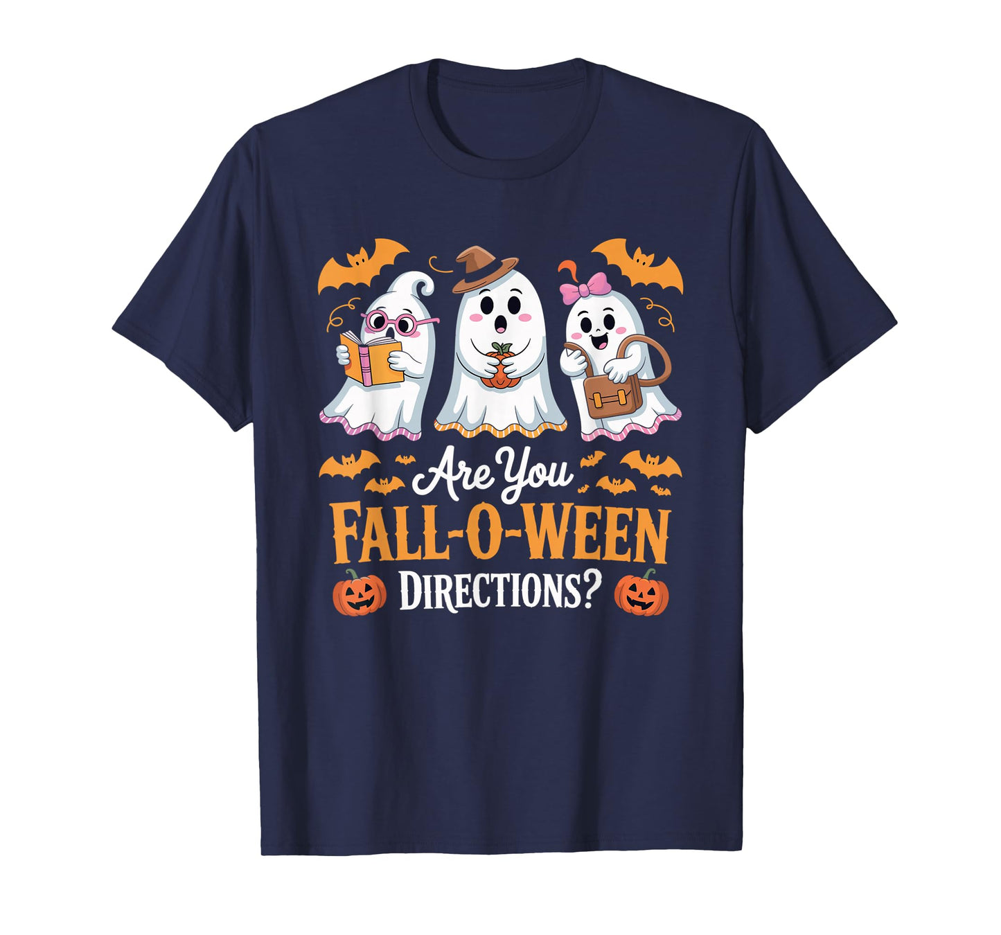 Fall-O-Ween Directions Funny Halloween Teacher Ghost Joke T-Shirt