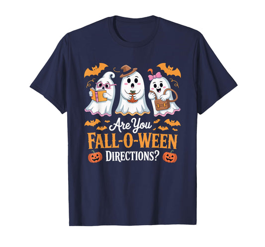 Fall-O-Ween Directions Funny Halloween Teacher Ghost Joke T-Shirt