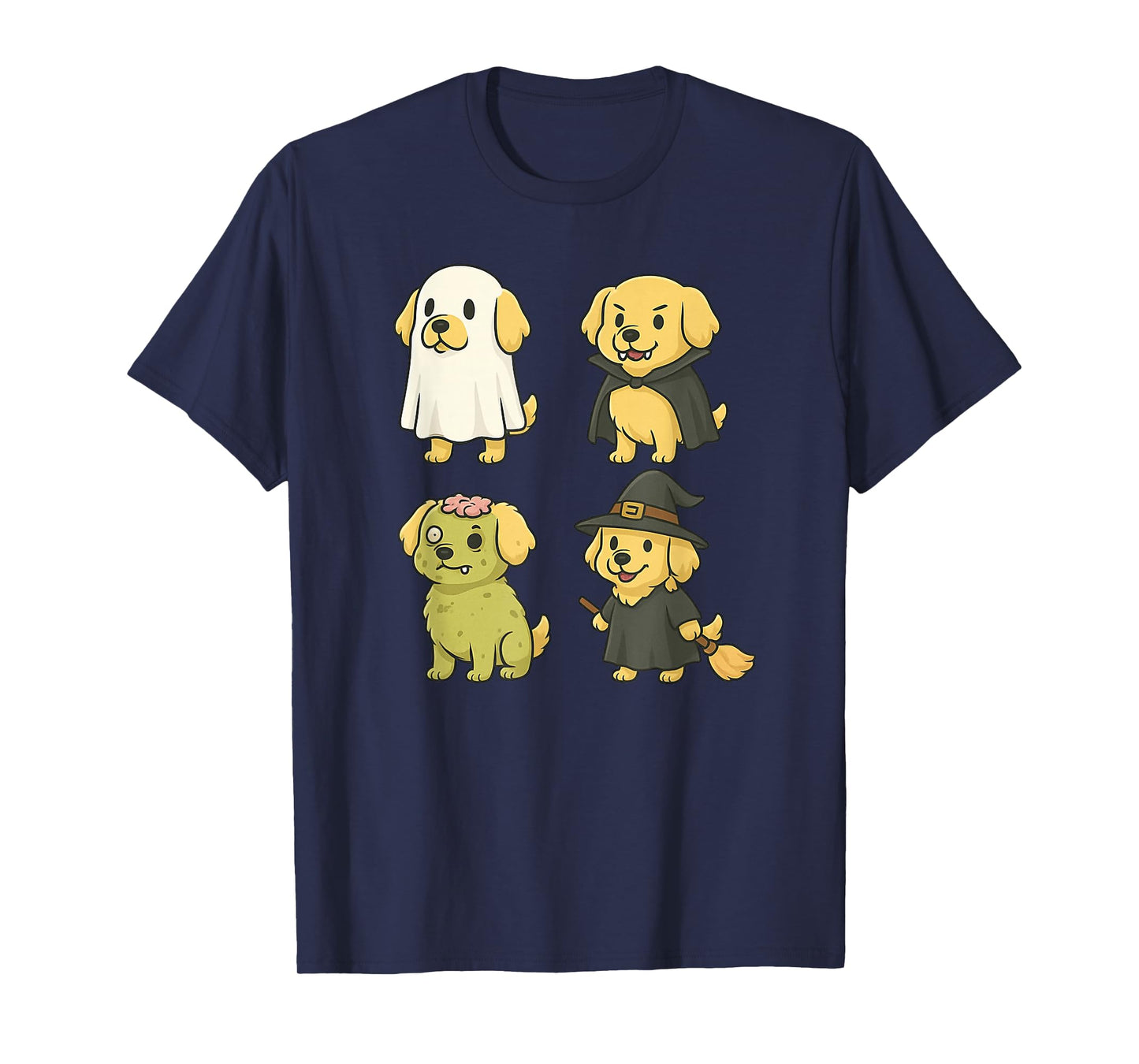 Golden Retriever Halloween Ghost Witch Vampire Zombie T-Shirt