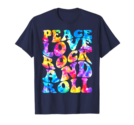 Tie-Dye Peace Love Rock N Roll Band Rock Concert Lovers T-Shirt