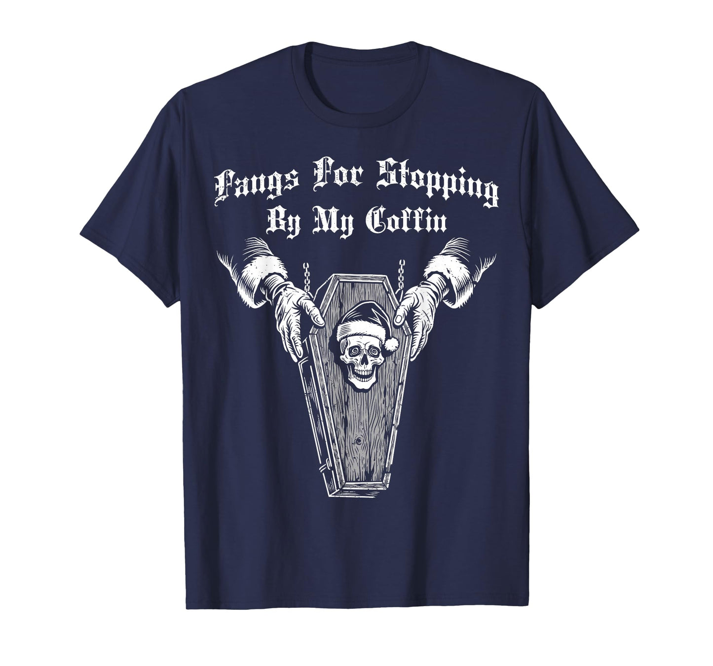 Fangs for Stopping by Coffin Halloween Spooky Haunted Season T-Shirt