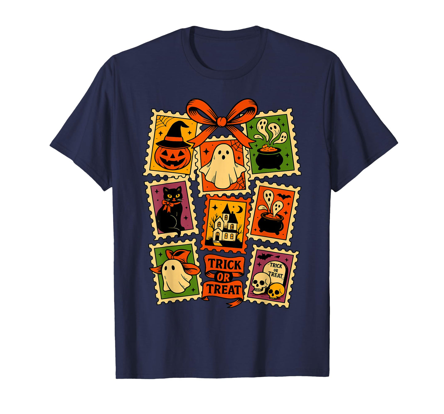 Trick Or Treat Vintage Halloween Retro Postage Stamp Design T-Shirt