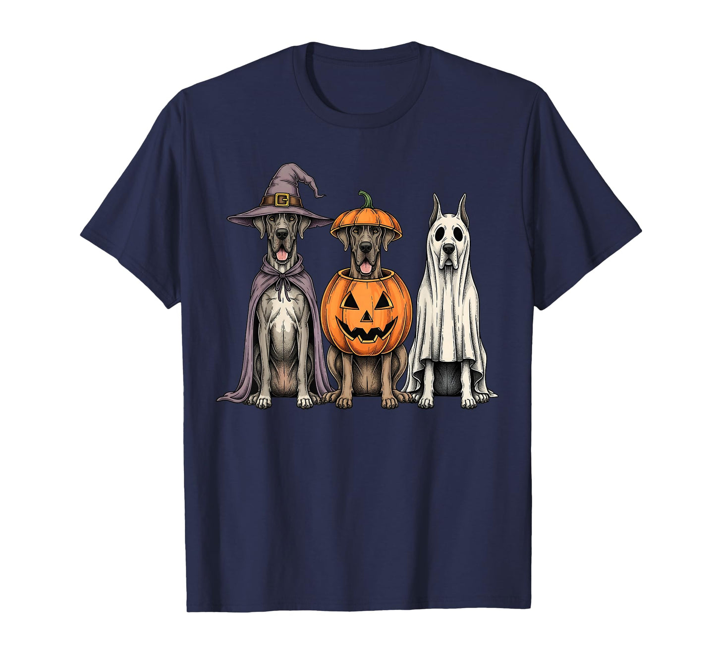 Spooky Ghost Great Dane Pumpkin Halloween Dog Lover T-Shirt