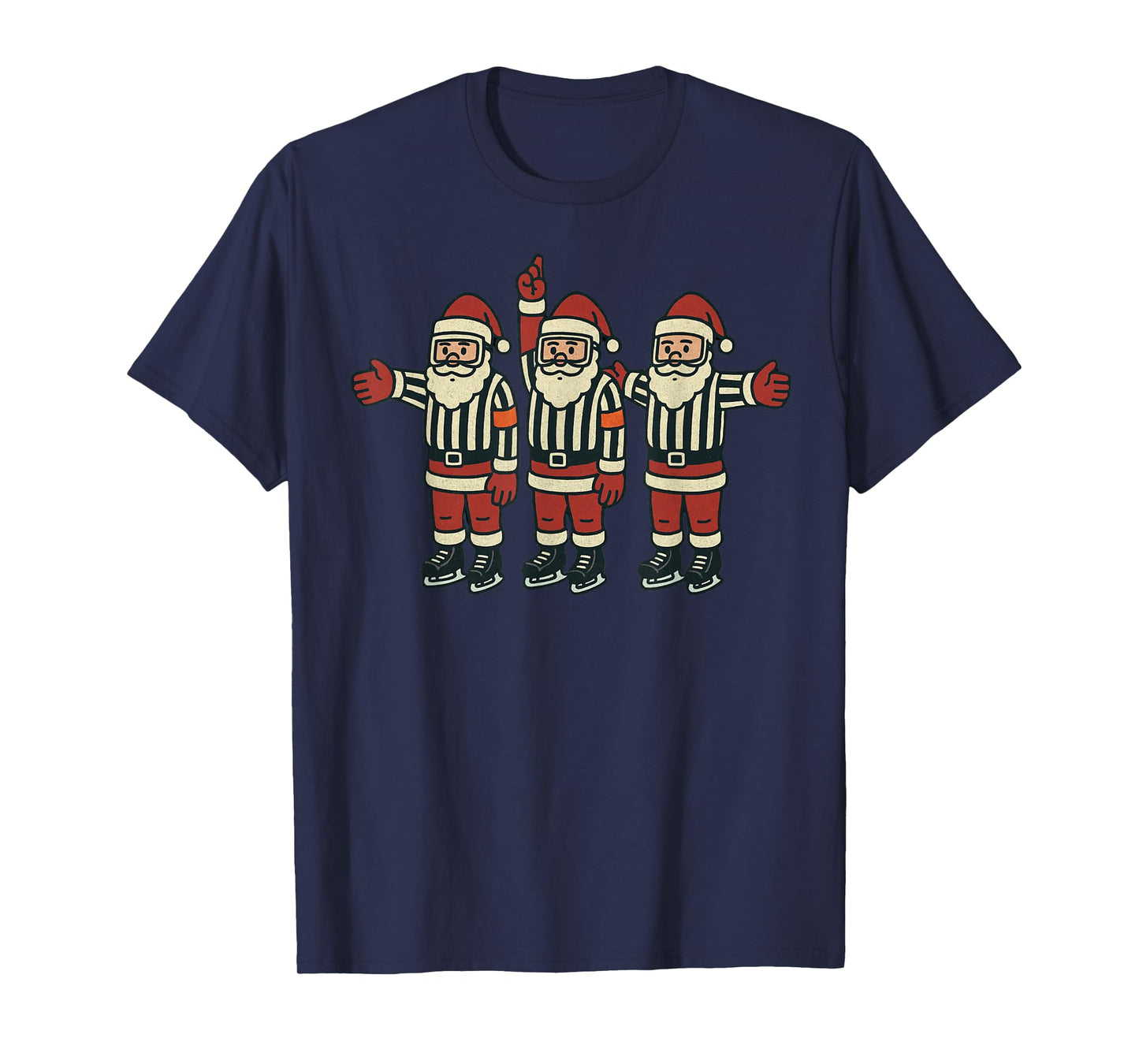 Santa Referee Ice Hockey Christmas Vintage Funny Xmas T-Shirt