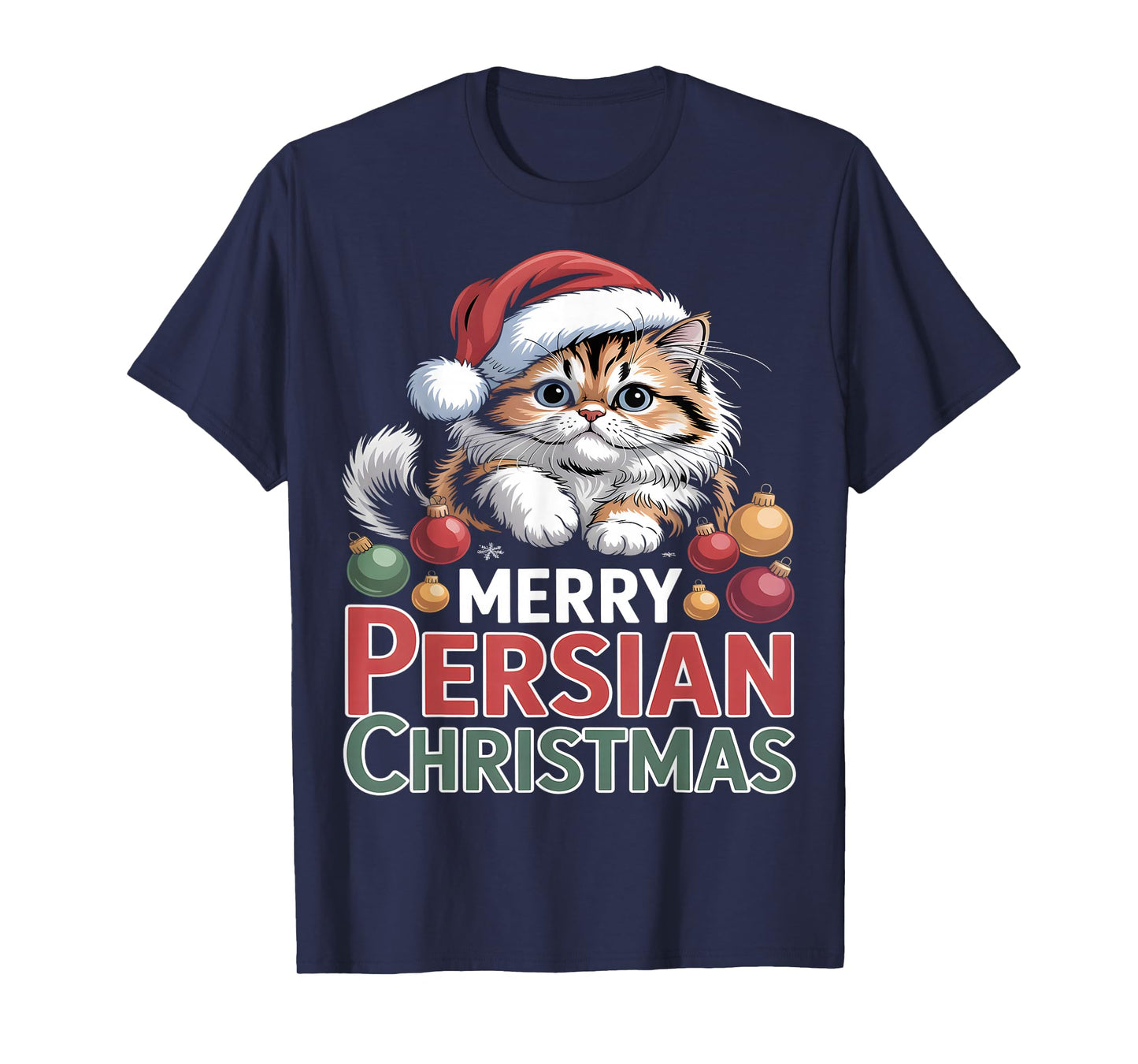 Merry Persian Christmas Cute Cat T-Shirt