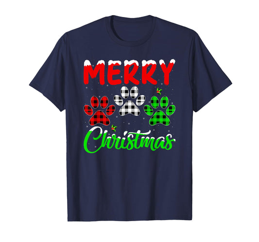 Dog Paw Christmas Pajamas Puppy Dog Lover Xmas T-Shirt