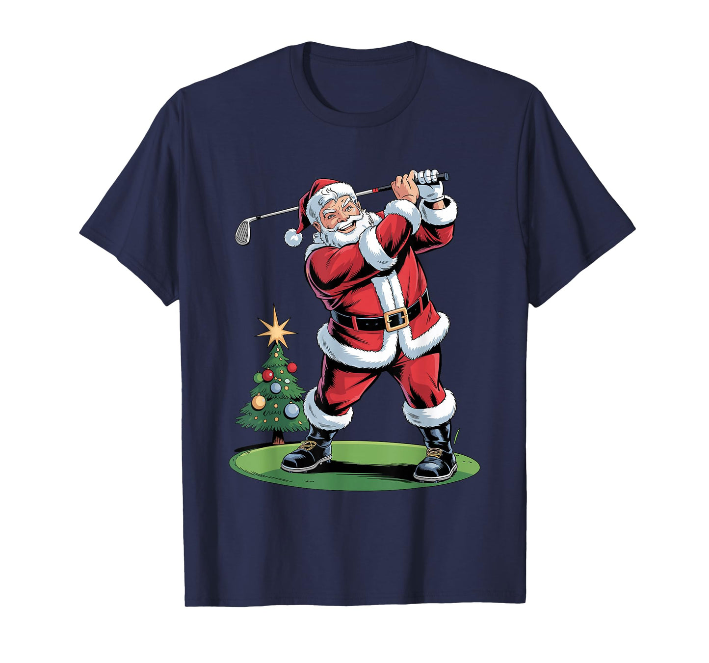 Santa Playing Golf Funny Holiday Christmas Xmas Pajama T-Shirt